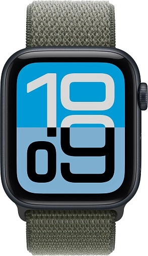 Apple Watch SE 3 Sport Loop 40 мм, «тёмная ночь», ремешок тёмно-зеленого цвета